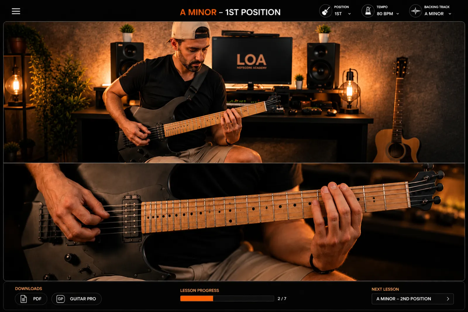 Split screen lesson with tabs on screen